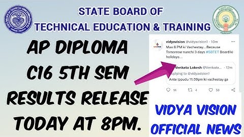 AP Diploma C16 5th Sem Results Release Today at 8PM..// Vidya vision Latest Update