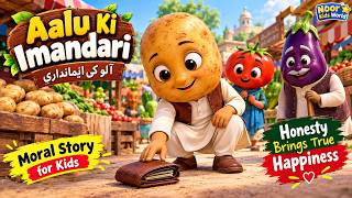 **The Honest Potato 🥔 | Aalu Ki Imandari | Urdu Moral Story for Kids | Vegetable Cartoon Story**