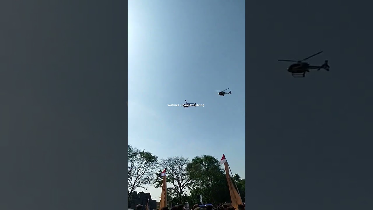 Dua Helicopter Lanud Suryadarma Melintas di Lapang Bintang Subang 