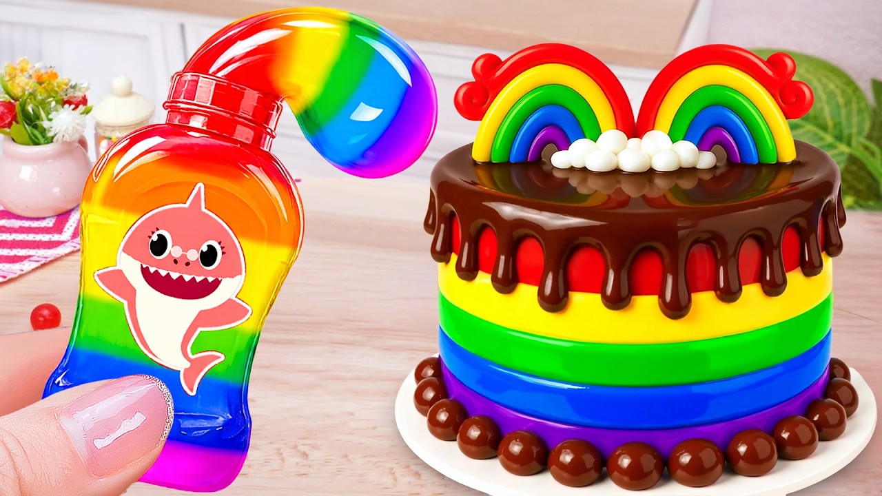 Magical Double Rainbow Drip Cake 🍰 DIY Mini Explosion Dessert 🍨 Lil Cake Lab
