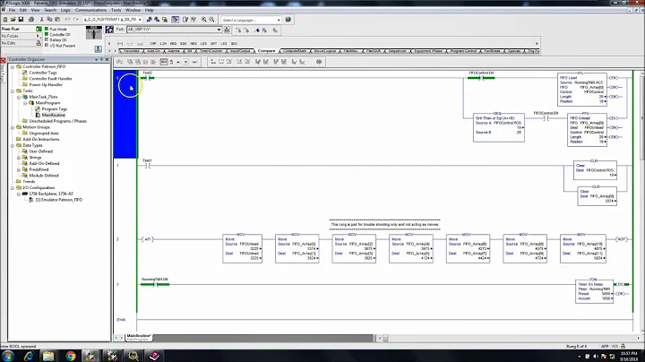 RSLogix 5000 FIFO Load and Unload Quick Scan Example