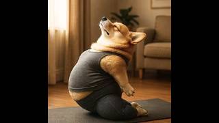 Fat Fat Corgi Yoga Camel Pose 太ったコーギーヨガのラクダのポーズ