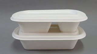 Biodegradable disposable sugarcane bagasse fiber pulp food lunch box