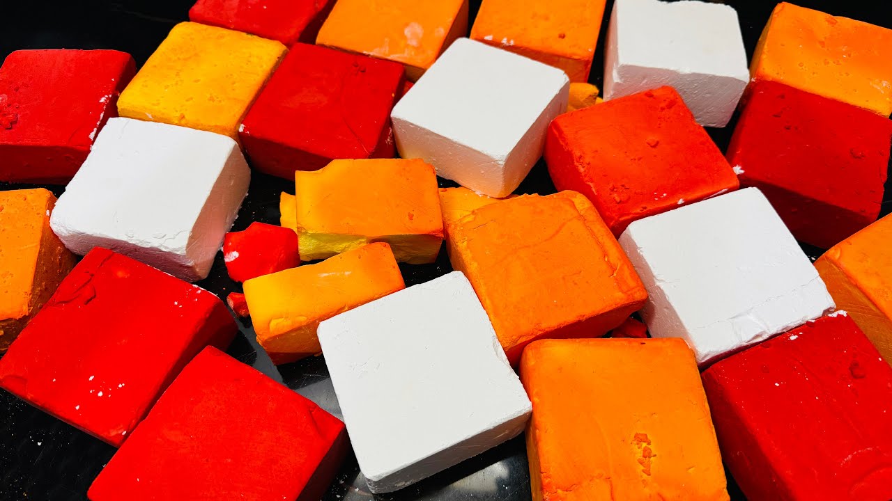 Fresh Dyed Gym Chalk ASMR Crush | Yellow & Orange Soft Dyed Gym Chalk 
