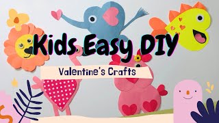 Kids Easy Valentine's Crafts | DIY Paper Heart Crafts | Animal crafts