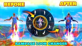 Free Fire power of Rampage look Changer Emote Noob to pro
