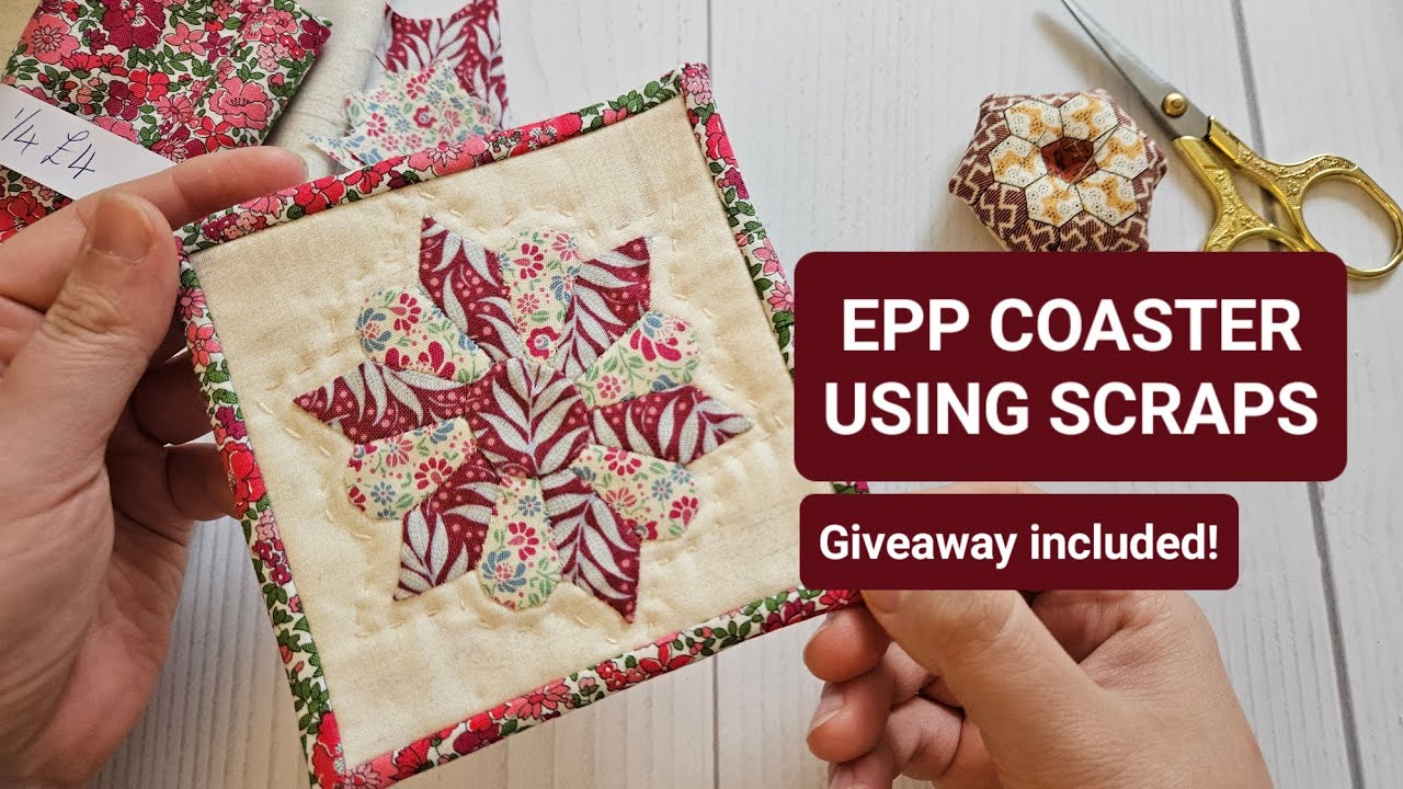 Make an EPP coaster with me | Scrap fabric project
