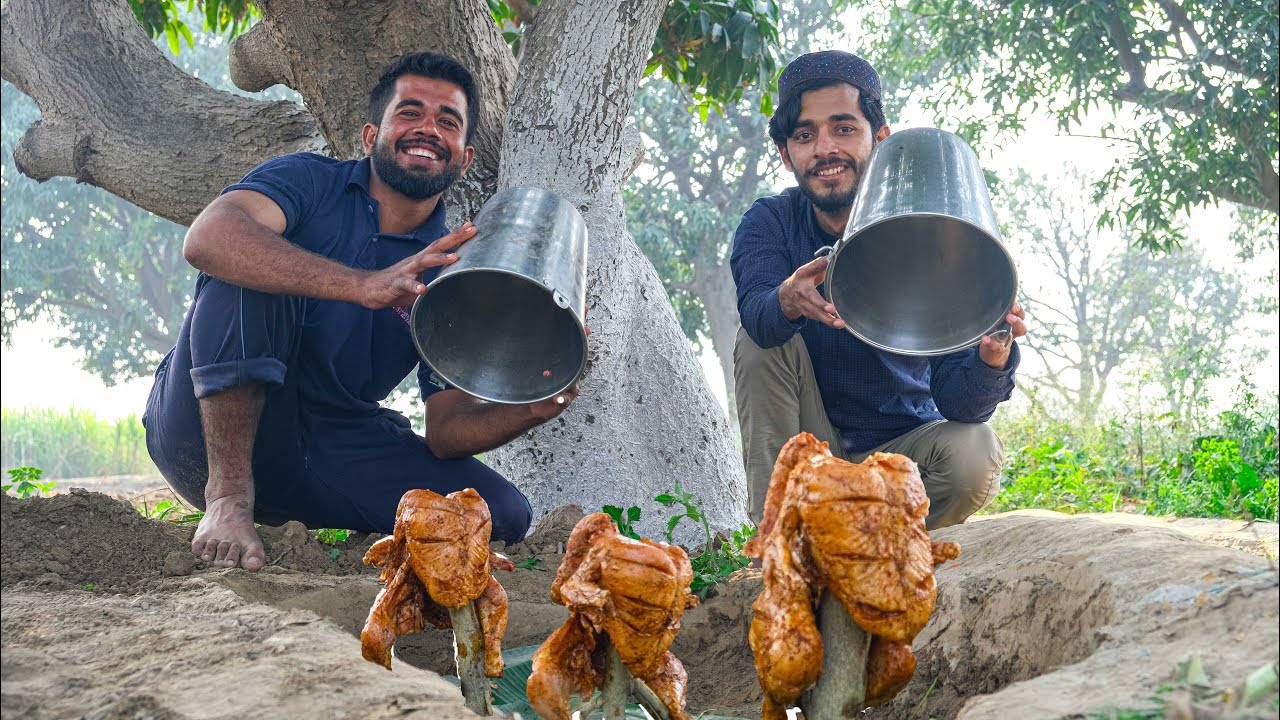 Chicken Bucket A Whole Chicken Fried Under A Bucket Village Cooking