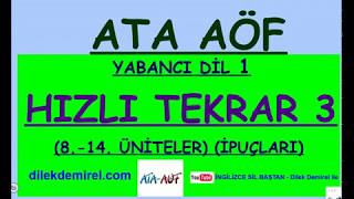 Ata Aöf İngi̇li̇zce 1 Özet 8-14 Üni̇teler