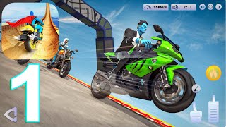Superhero Bike Stunt Racing Gameplay Walkthrough Part 1 (IOS/Android) screenshot 2