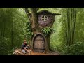 Alone In The Forest Creating A Hidden Shelter Inside A Massive Hollow Tree