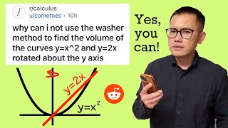 Why can I not use the washer method y=x^2, y=2x, rotated about the y-axis Reddit r/calculus