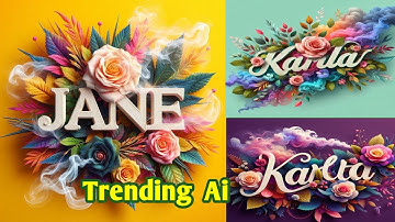 How To Create Trending 3d Name Ai Dp With Colourfull Leaf and Flowers |Bing/#mitch elisterio$