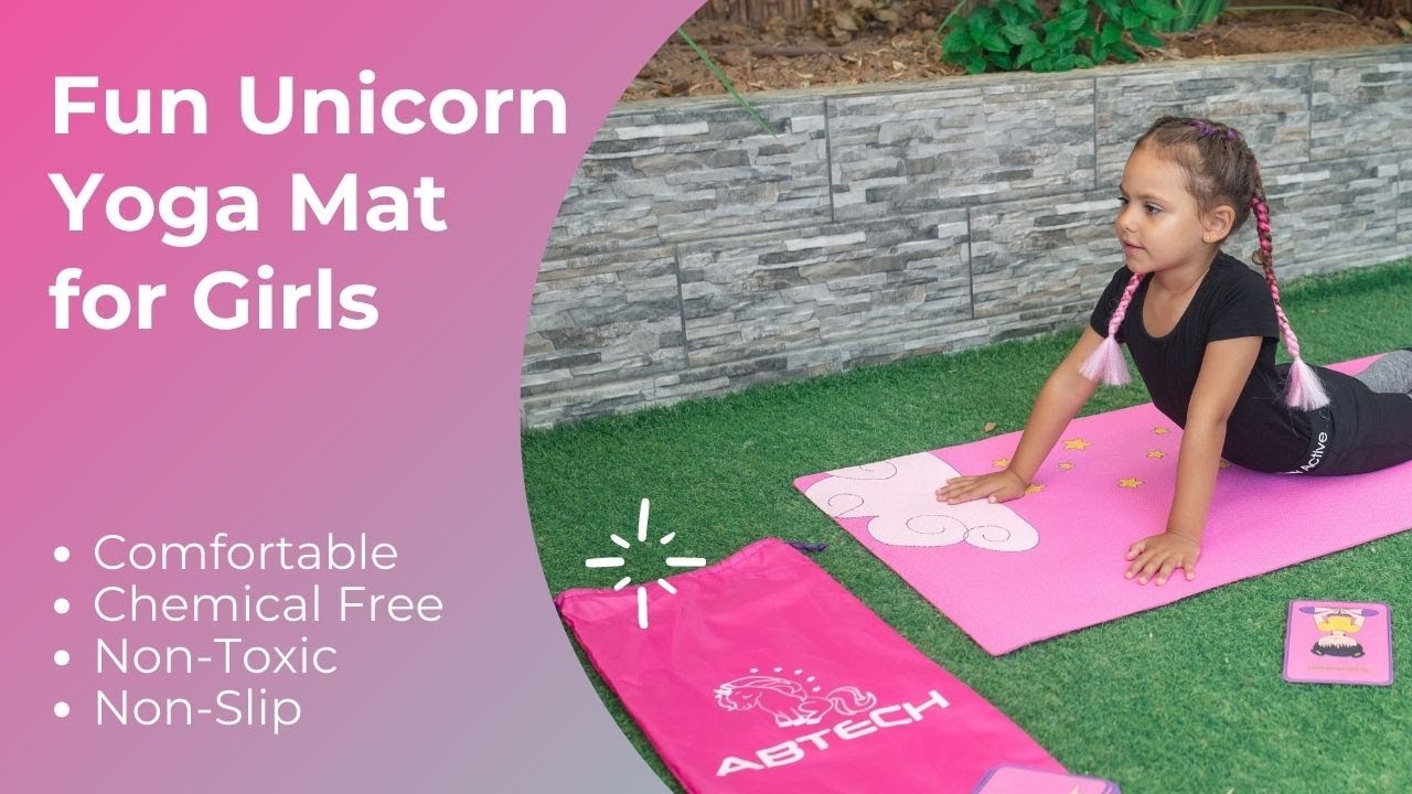 Kids Yoga Mat Set - Fun Unicorn Yoga Mat for Girls - Comfortable