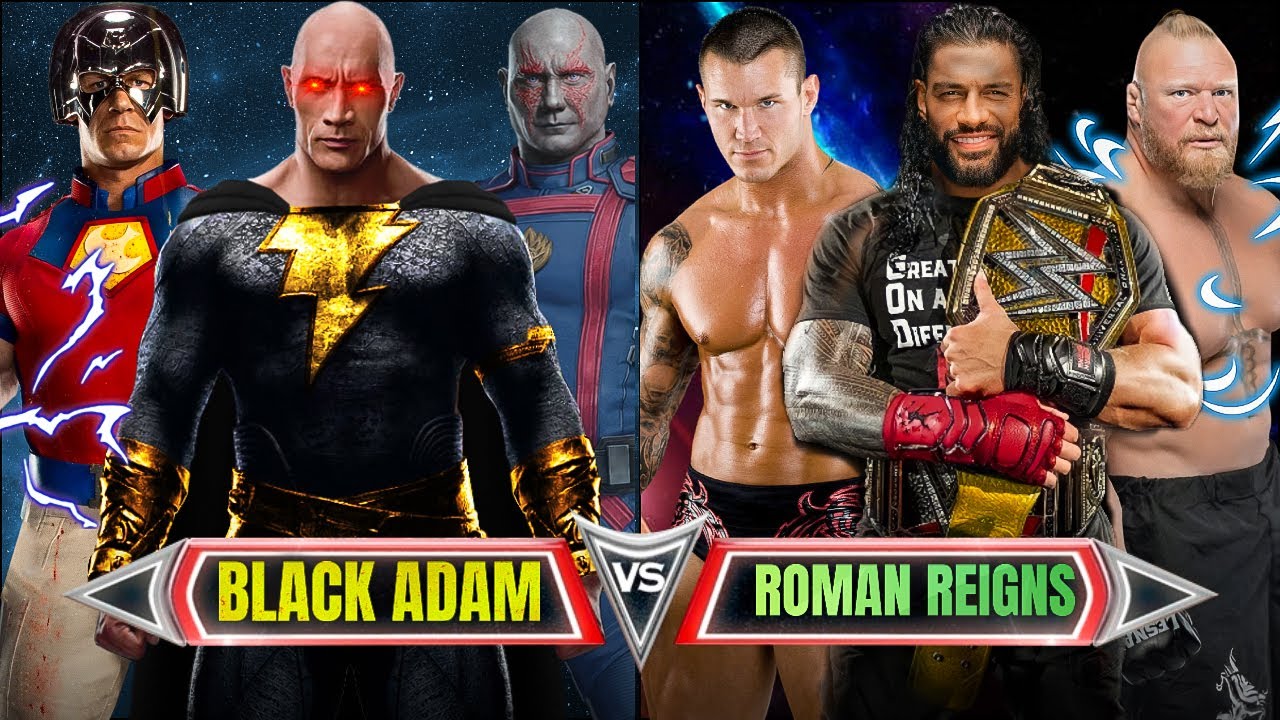 Black Adam Peacemaker & Drax Vs Roman Reigns Brock Lesnar & Randy Orton WWE 2K23