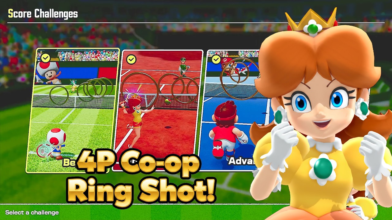 Mario Tennis Fever Score Challenges - 4P Co-op Ring Shot