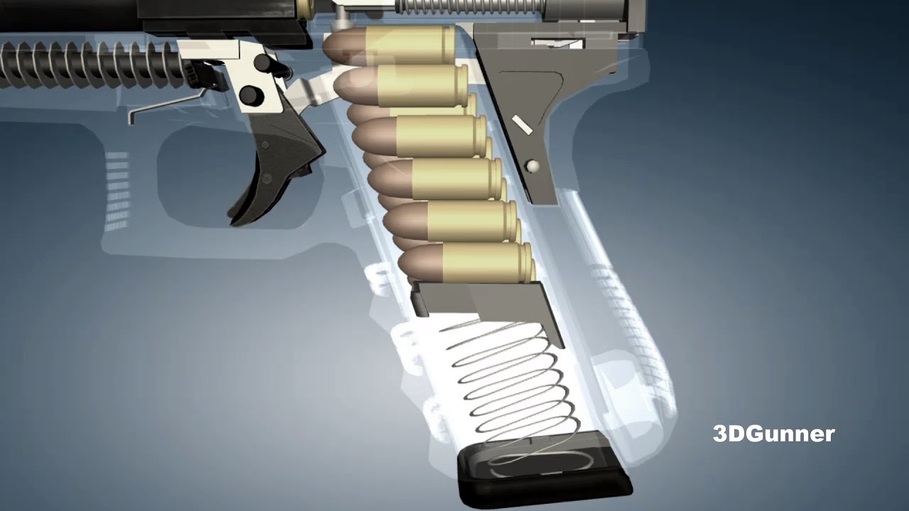 3D Animation How a Handgun Magazine works