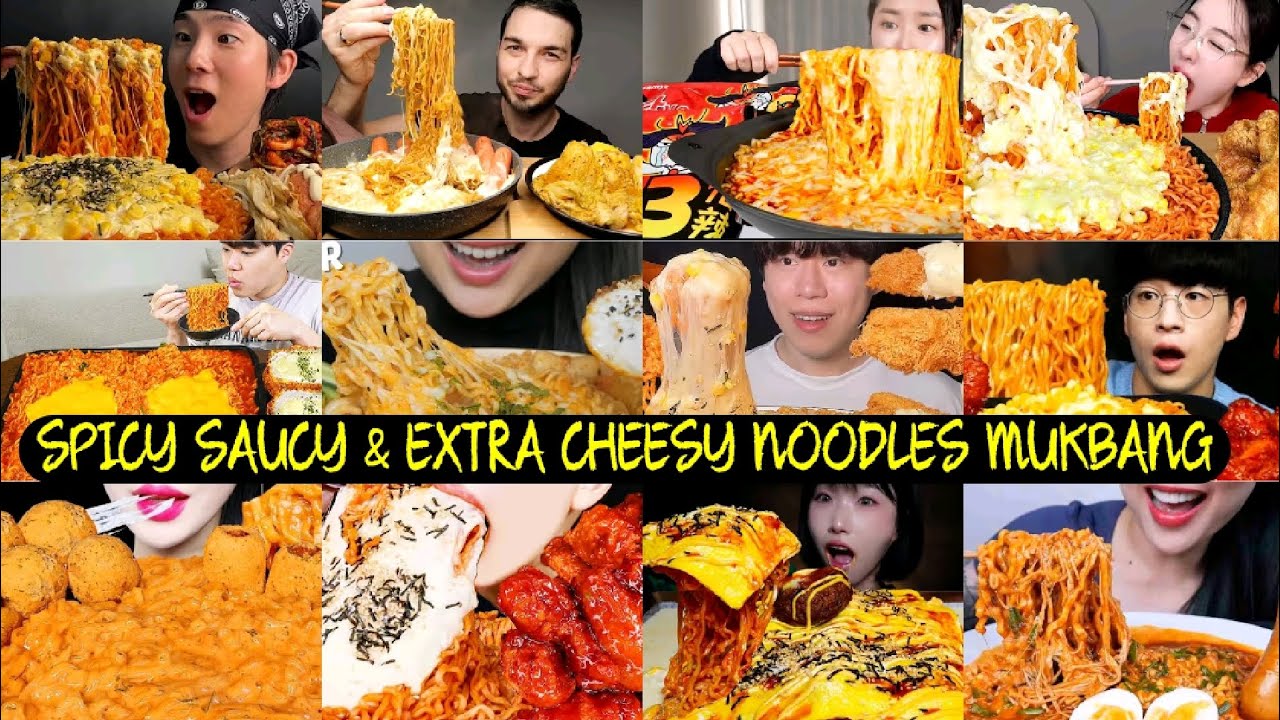 CHEESY NOODLES MUKBANG COMPILATION |ASMR EATING SPICY CHEESY NOODLES |BIG BITES|🧀🧀🍜