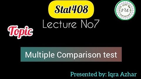 stat408  Lecture 7||Topic : Multiple Comparison Test ||by~Iqra Azhar