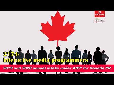 NOC 2174-Interactive media programmers 2019 and 2020 annual intake under AIPP for Canada PR
