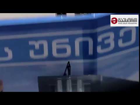 საქართველოს განათლების მინისტრის მოადგილის სიტყვით გამოსვლის დროს ბანერი ჩამოვარდა