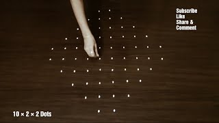 2 Simple rangolis with 10 Dots|| Beginner rangolis ||Chukkala muggulu|| Easy rangoli screenshot 4
