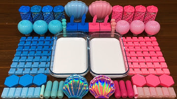 BLUE vs PINK SEASHELL!!! Mixing Random into GLOSSY Slime !!! Satisfying Slime Video #230