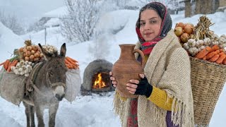 Snowy days in Northern IRAN| Traditional cooking