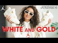 Looking for a dressy sneaker  the jordan 4 white and gold is it review sizing and how to style