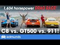 Drag Race! Porsche 911 vs. Chevy Corvette vs. Shelby GT500 — Which Sports Car Has the Fastest 0-60?