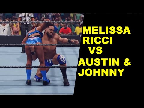 WWE 2K25 Melissa Ricci vs Johnny vs Austin 2 on 1 - YouTube
