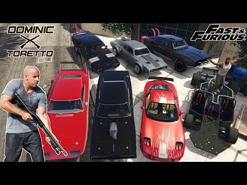GTA 5 - Stealing Fast And Furious 'Dominic Toretto' Cars with Franklin | (GTA V Real Life Cars #43)