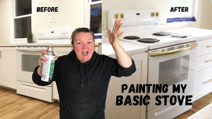 PAINTING MY OLD APPLIANCES WITH STAINLESS STEEL PAINT//how to makeover old  appliances for $24 