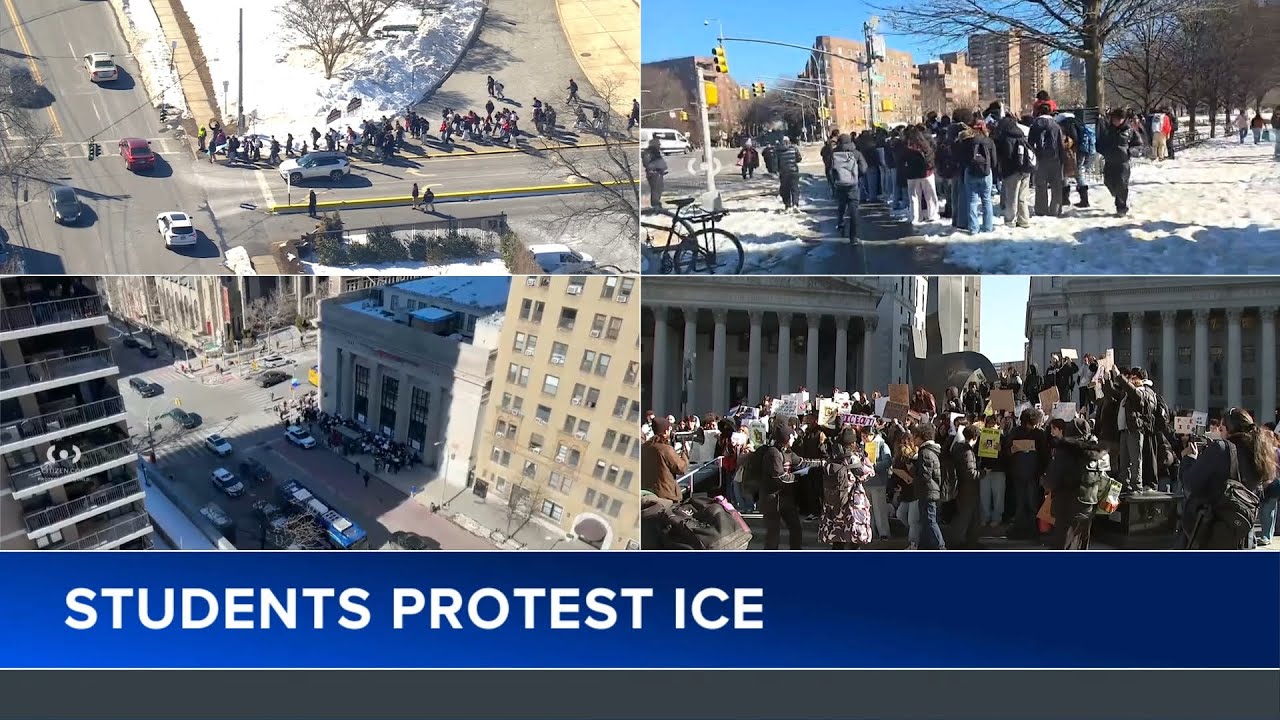 NY high school students protest ICE anti-immigration efforts - YouTube