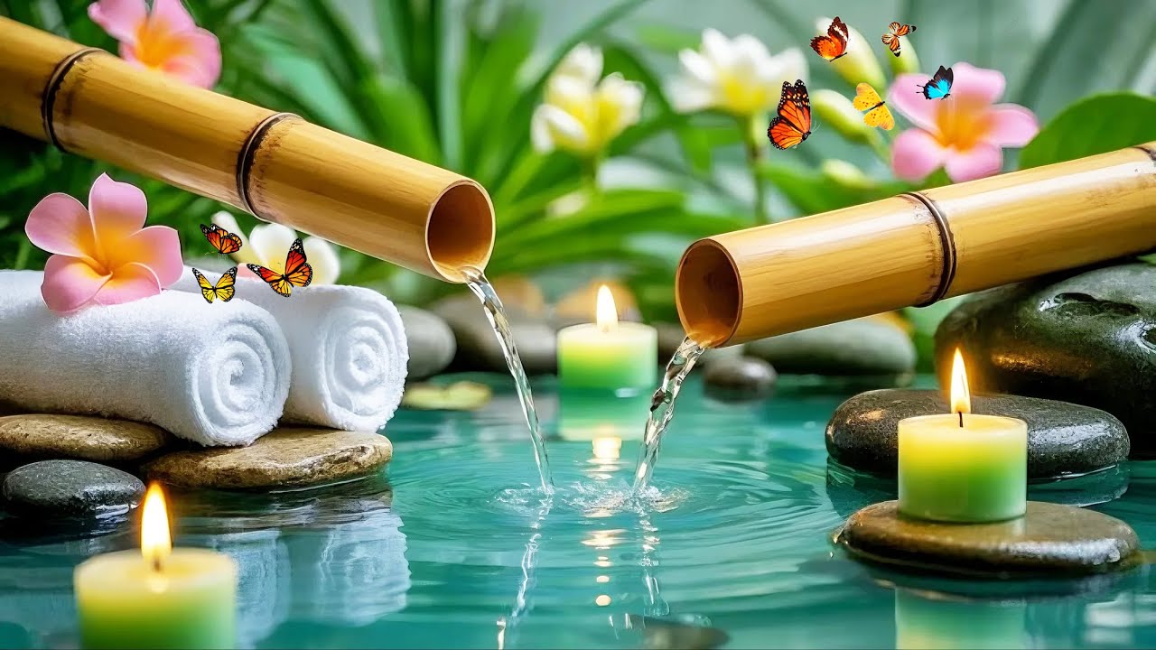 Relaxing Bamboo Water Fountain Ambience 🌿 Meditation Music with Nature Sounds for Deep Sleep
