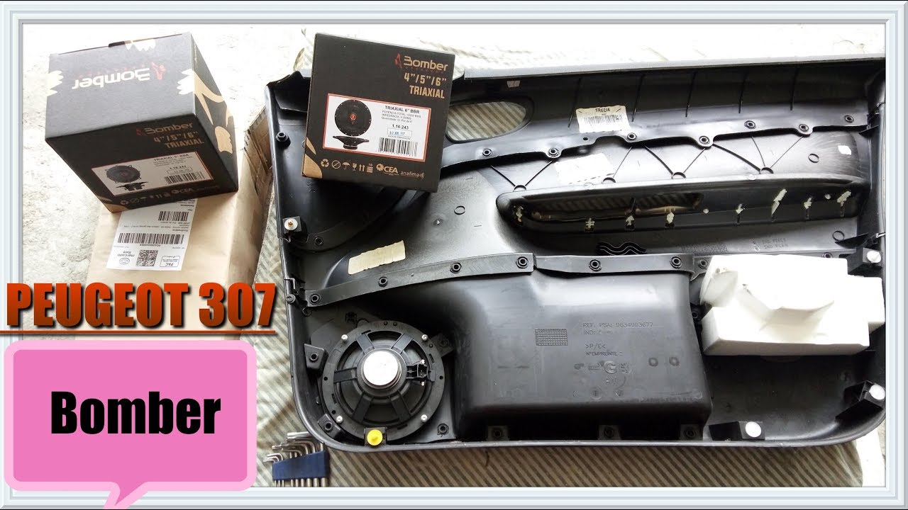 INSTALAÇÃO DE ALTOFALANTES  BOMBER 6/9 NO PEUGEOT 307
