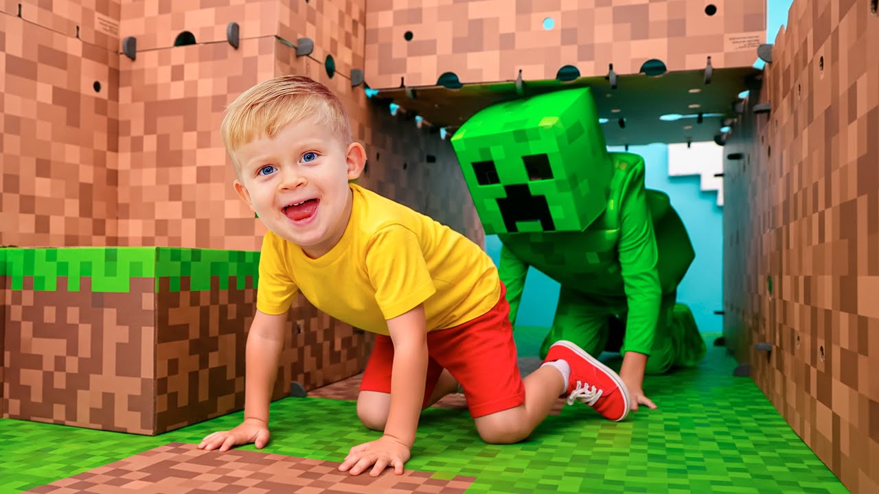 Дети спасают щенка! Приключение в стиле Minecraft