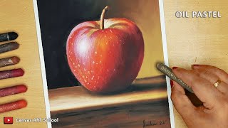 Realistic Apple drawing with oil pastels for beginners step by step || Canvas Art screenshot 4