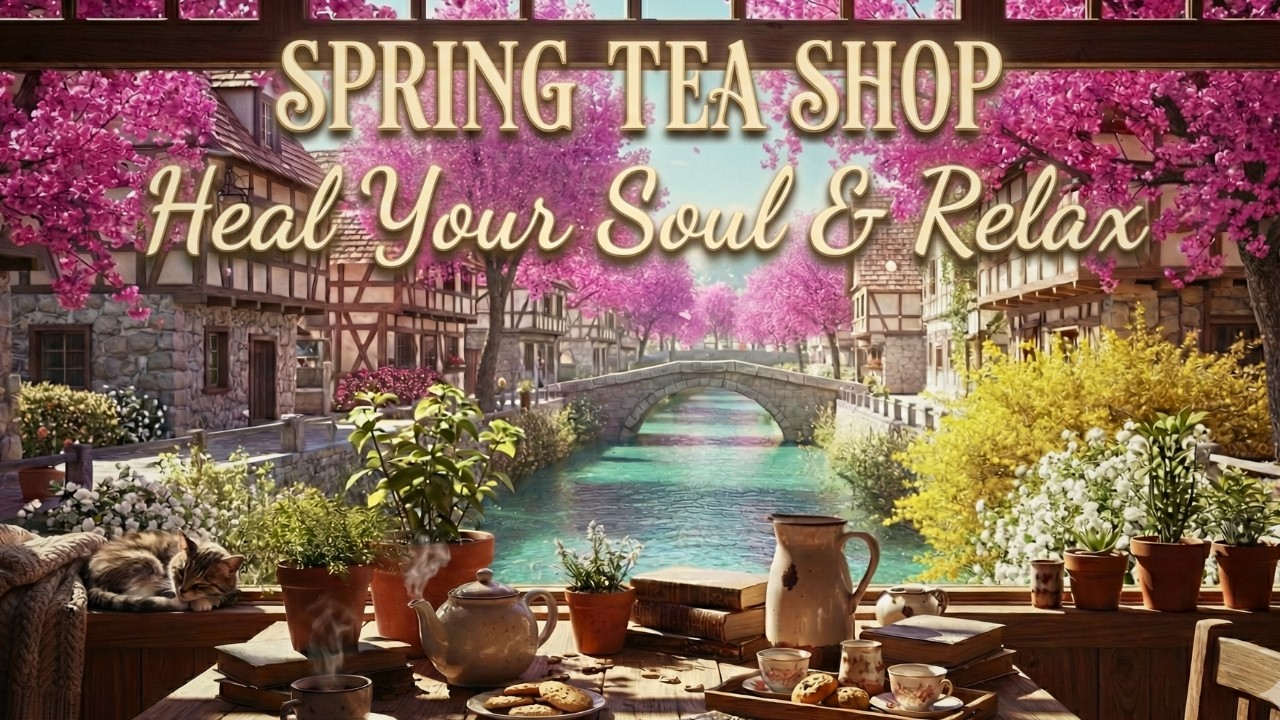 Heal Your Soul at the Peaceful Spring Tea Shop 🍵 Cozy Music for Anxiety Relief