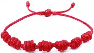 Pulsera roja de 7 nudos de protección de la suerte| Como hacer pulseras de hilo fáciles tutorial DIY