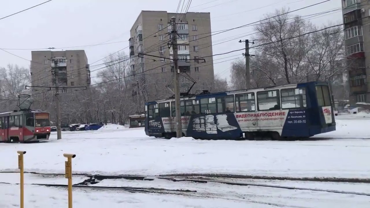 Трамваи: 71 605 КТМ (161) по 1 маршруту (без кондуктора) и 71 608КМ (241) по 3А маршруту 