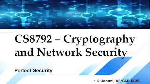 CS8792 | Unit 1 Modern Cryptography-Perfect Security