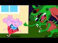Oh no giant zombie monster chases peppa   peppa pig funny animation