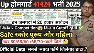 👮UP होमगार्ड 41424 भर्ती 2025 Safe Score Cutoff इन जनपदों में 20 हजार से अधिक आवेदन Cutoff High low✅