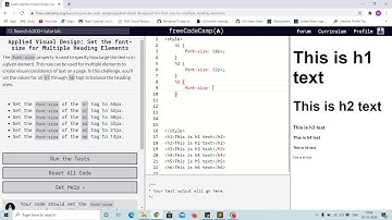 Tutorial 14 - Heading custom font sizes - free code camp (Explained)