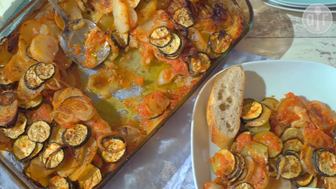 Briam Greek potato and courgette bake YouTube