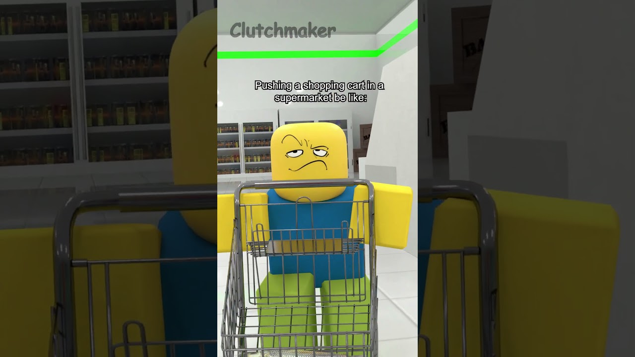 Pushing a shopping cart in a supermarket be like: 