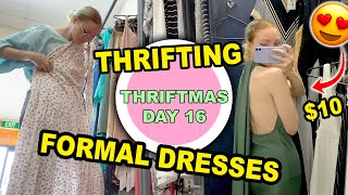 THRIFT SHOPPING FOR FORMAL DRESSES!!! THRIFTED CLOTHING TRY ON HAUL | THRIFTMAS DAY 16
