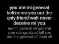 General romain virgo lyrics on screen