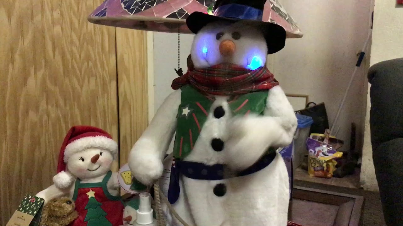 Gemmy animated Spinning cowboy snowman "I m gonna lasso a santa clause"